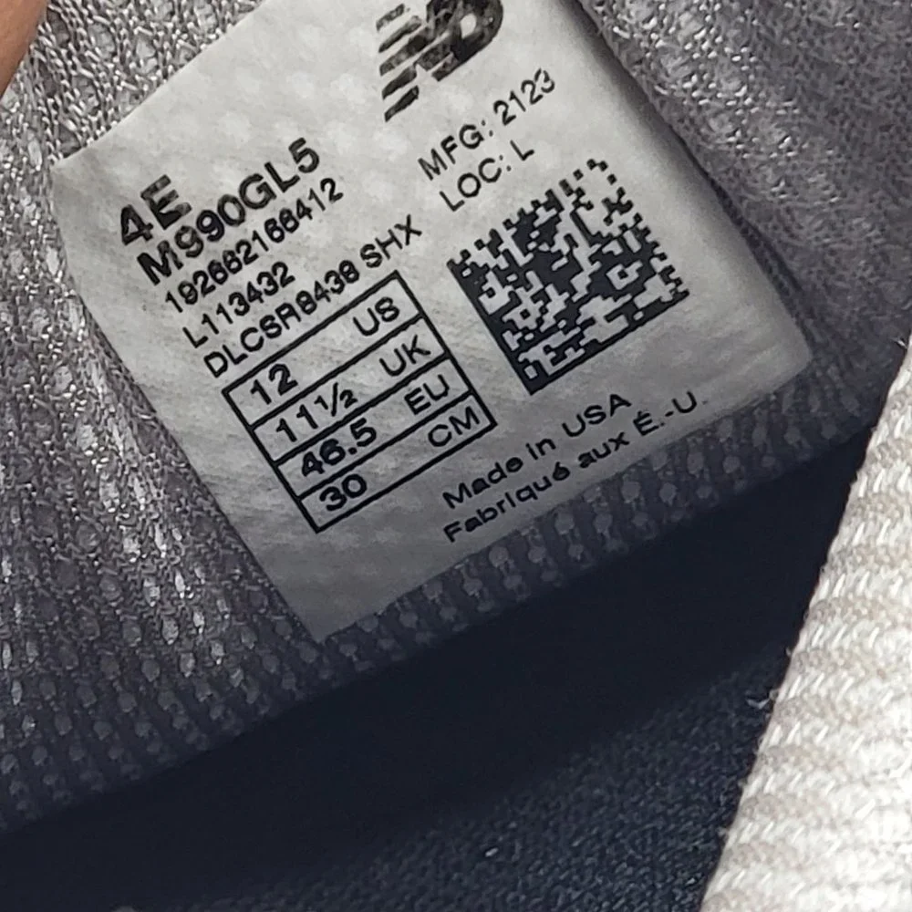 New Balance 990v5 Mens 12(4E) Grey White Athletic Running Shoes Suede M990GL5 - Picture 9 of 15
